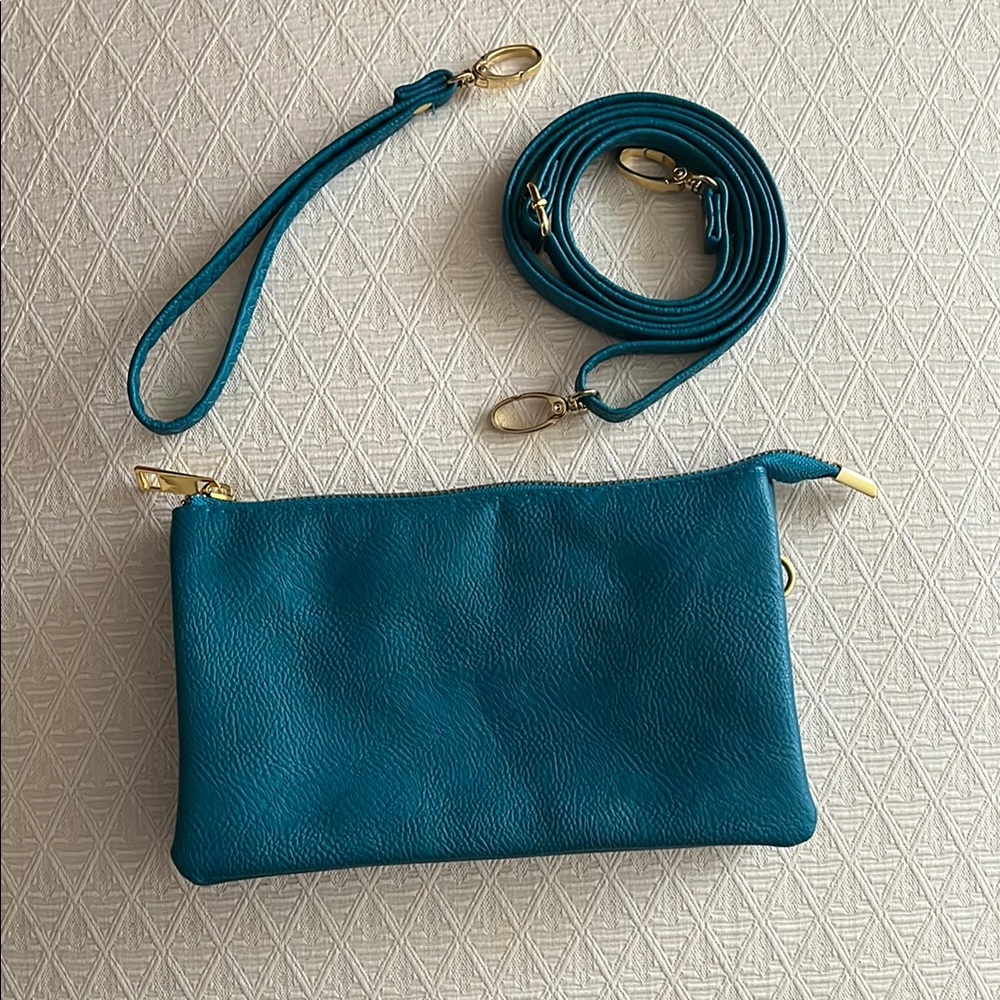 Blue Wristlet Clutch/Crossbody Bag NWOT - Picture 3 of 16